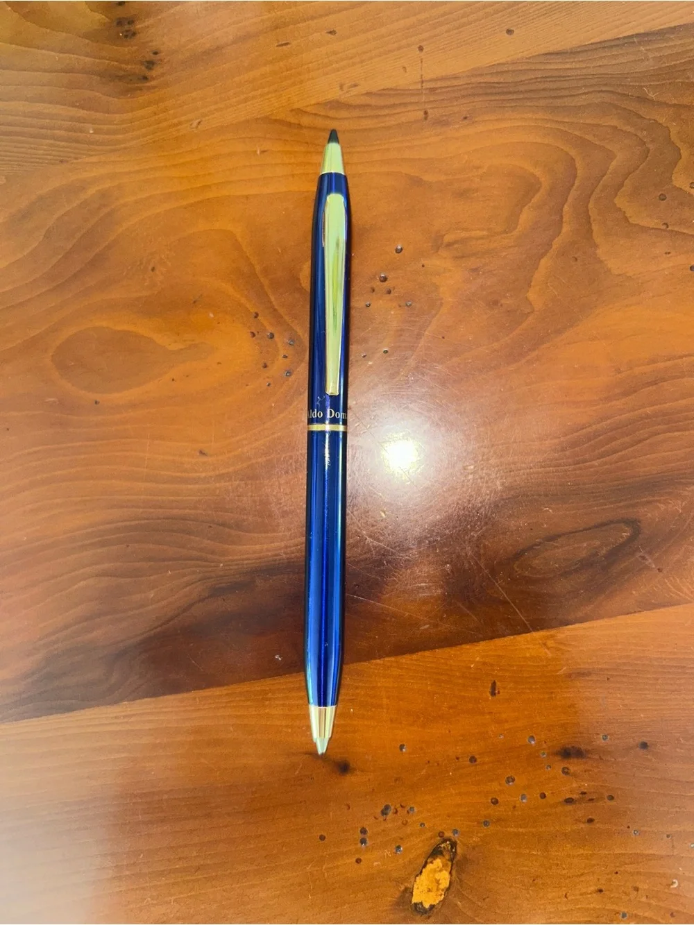 Aldo Domani Mini Blue and Gold Ballpoint Pen - Black ink